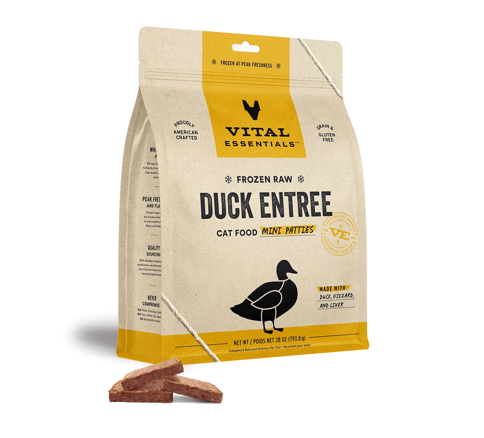 Duck Mini Patties - Frozen Raw Cat Food - Vital Essentials