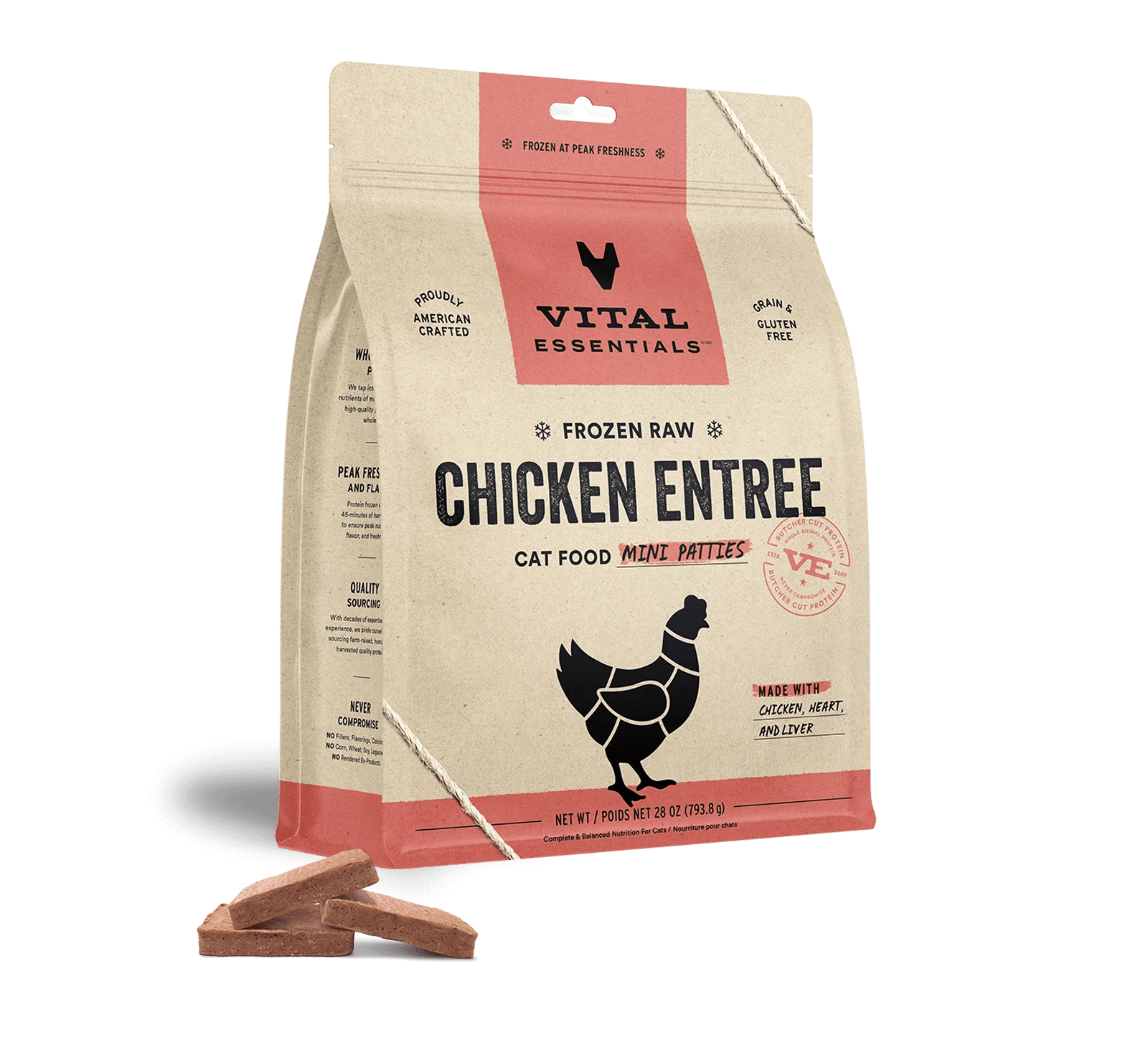 Chicken Mini Patties - Frozen Raw Cat Food - Vital Essentials