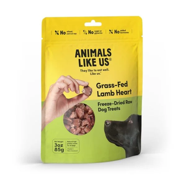 Animals Like Us Freeze Dried Grass-Fed Lamb Heart Dog Treats-3 oz