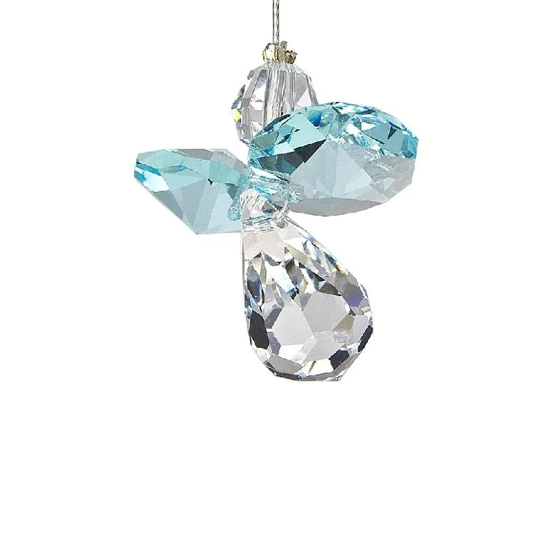 Woodstock Chimes : Crystal Guardian Angel Suncatcher - Aquamarine (March)