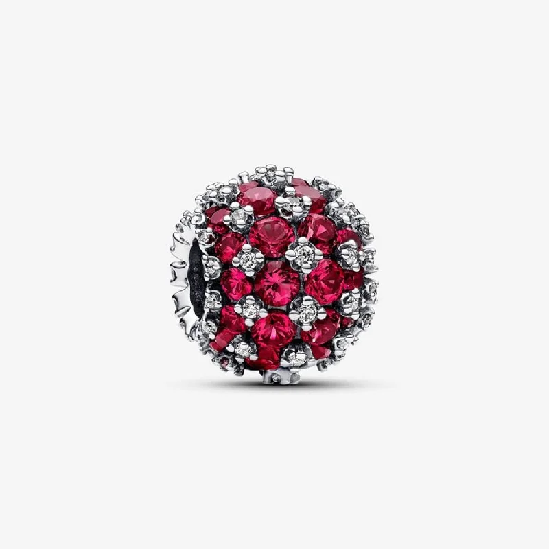 PANDORA : Sparkling Pavé Round Pink Charm  - Sterling Silver