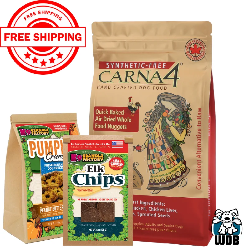 Carna4 All Life Stages Chicken Formula Dry Dog Food + K9 Granola Factory BUNDLE