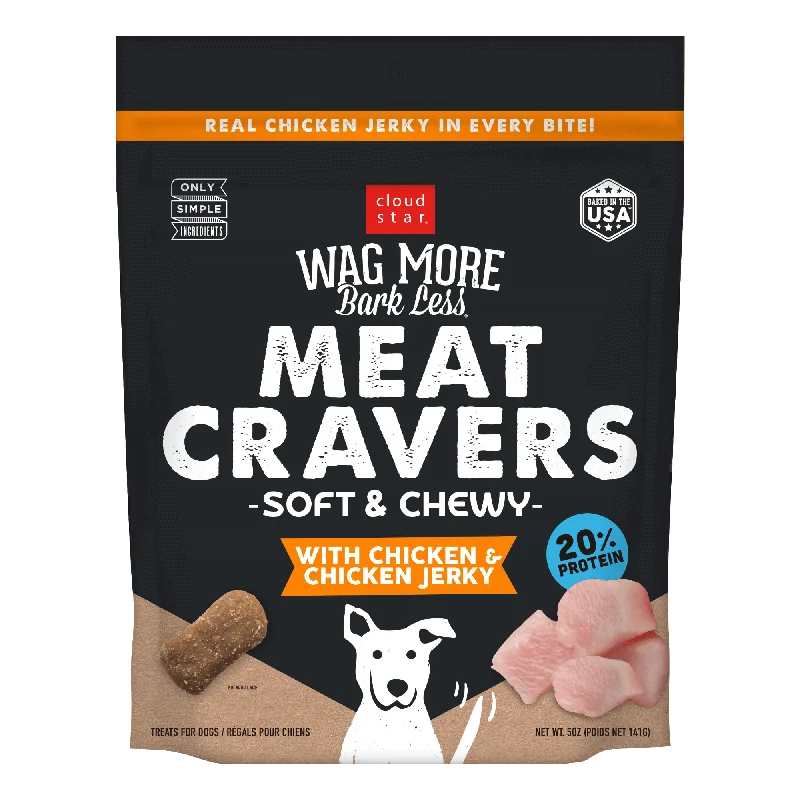 Cloud Star Wag More Bark Less Soft & Chewy Meat Cravers Chicken Jerky Dog Treats, 5oz