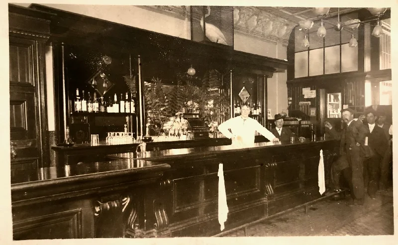 (California - Santa Cruz) Real photo postcard of a bar interior.