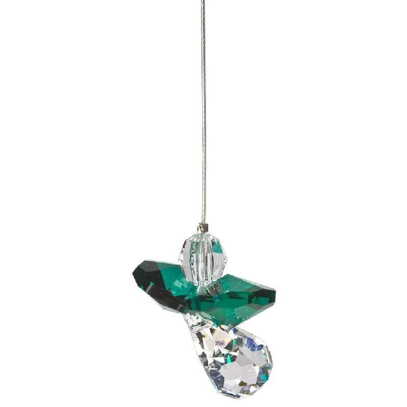 Woodstock Chimes : Crystal Guardian Angel Suncatcher - Emerald (May)