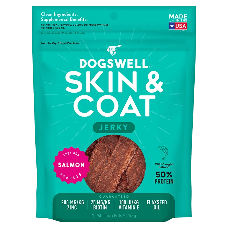 Dogswell Skin & Coat Jerky, Salmon - 10 oz