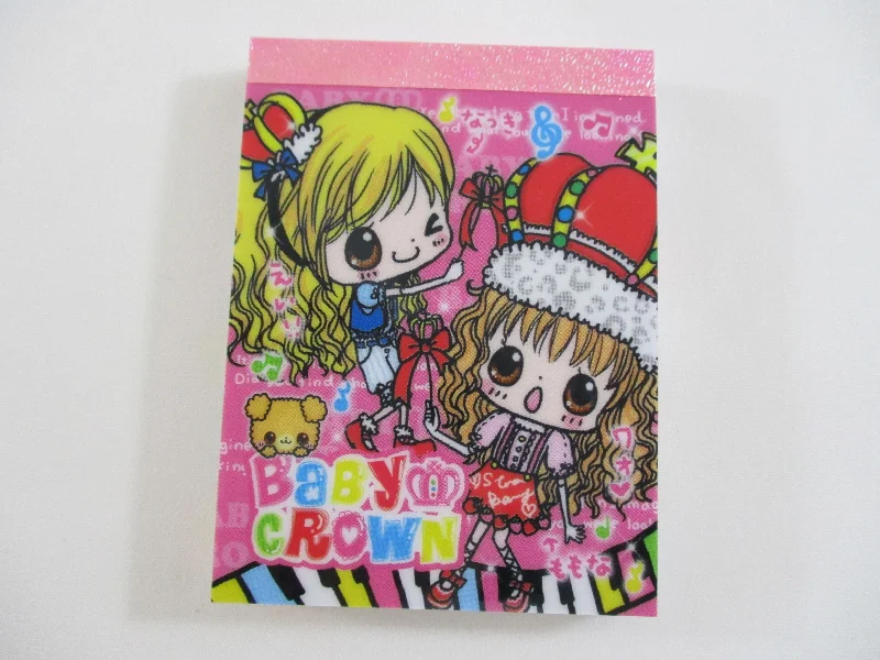 Cute Kawaii Kamio Girl Friend Best Friend Crown Mini Notepad / Memo Pad - Stationery Design Writing Collection