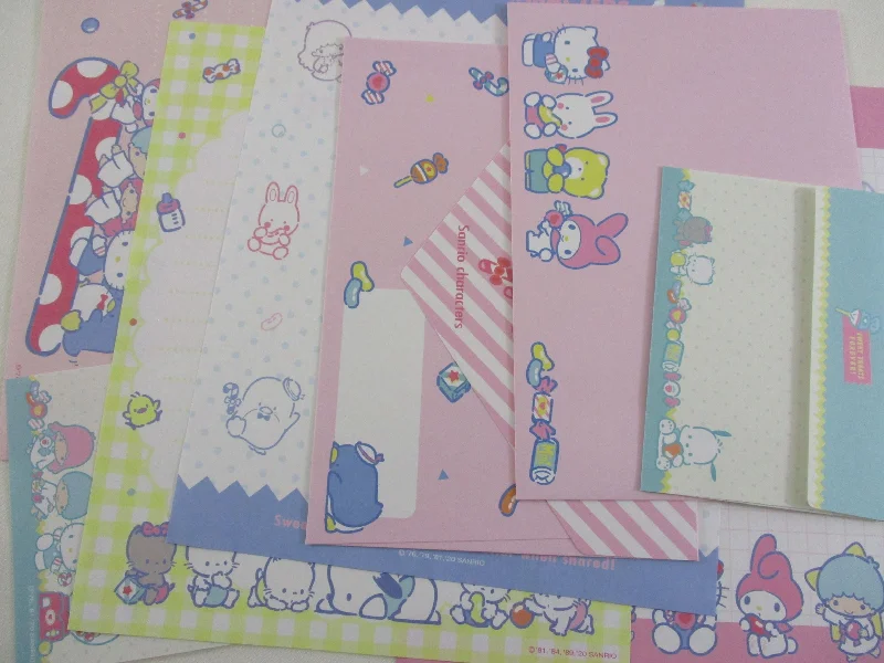 Cute Kawaii Hello Kitty Little Twin Stars My Melody Pochacco Tuxedosam Cherry Chum Letter Sets - Penpal Stationery Writing Paper Envelope