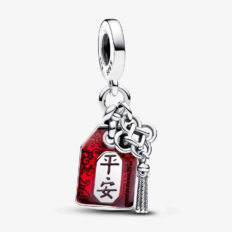 PANDORA : Lucky Amulet Double Dangle Charm - Sterling Silver