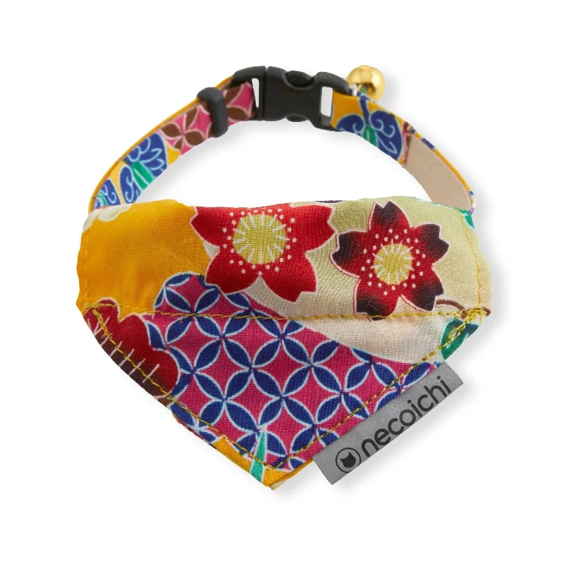 Necoichi Bandana Cat Collar With Air Tag Pocket (Yukata Yellow)