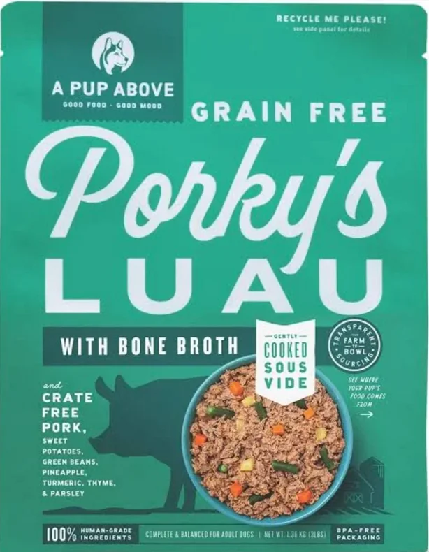 A Pup Above Frozen Gently Cooked Grain Free Porky's Luau Dog Food