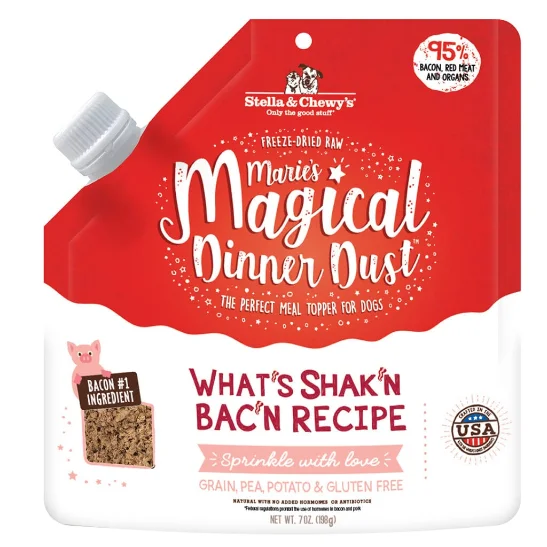 Stella & Chewy's Freeze Dried Raw Marie's Magical Dinner Dust What's Shak'n Bac'n Recipe Topper for Dogs - 7-oz