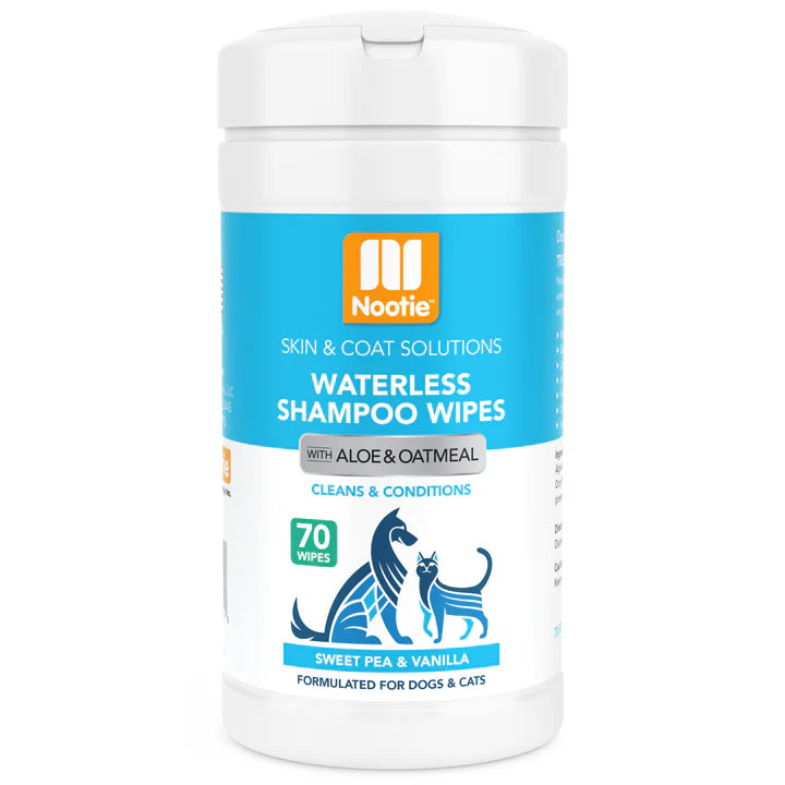 Nootie Sweet Pea & Vanilla Waterless Shampoo Wipes for Dogs and Cats - 70 wipes