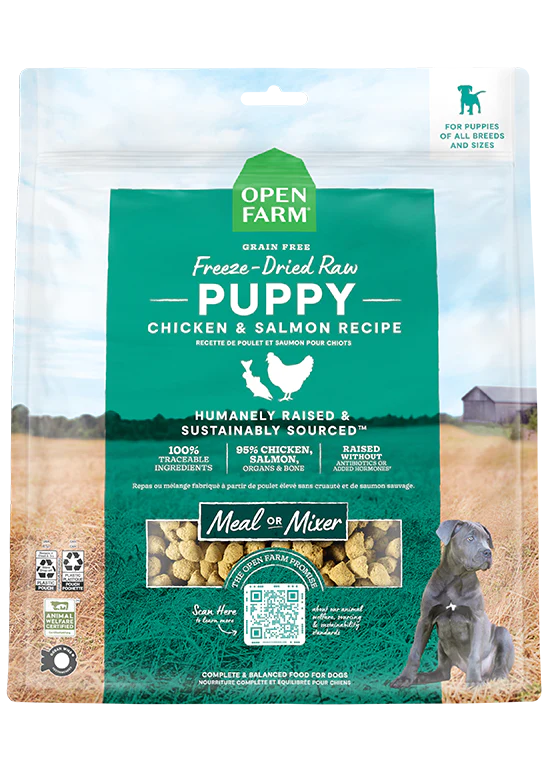 Open Farm Raw Mix Grain Free Puppy Chicken & Salmon Freeze Dried Raw Recipe-13.5 oz