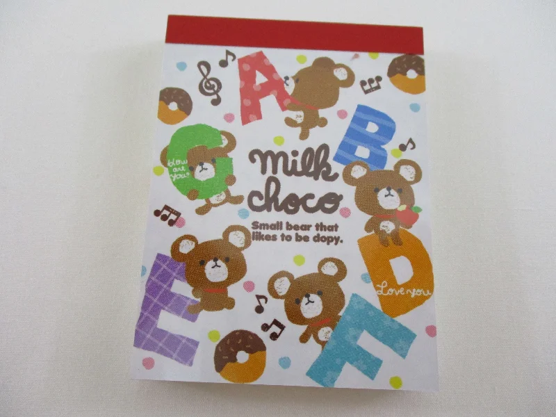 Cute Kawaii Q-Lia Bear Milk Choco Mini Notepad / Memo Pad - Stationery Designer Paper Collection