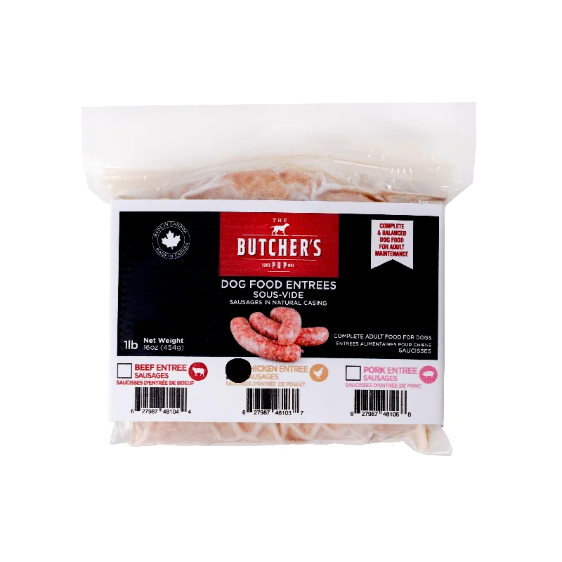 The Butcher's Pup Sous-Vide Sausages Dog Food Entrees- 1 lb- Chicken