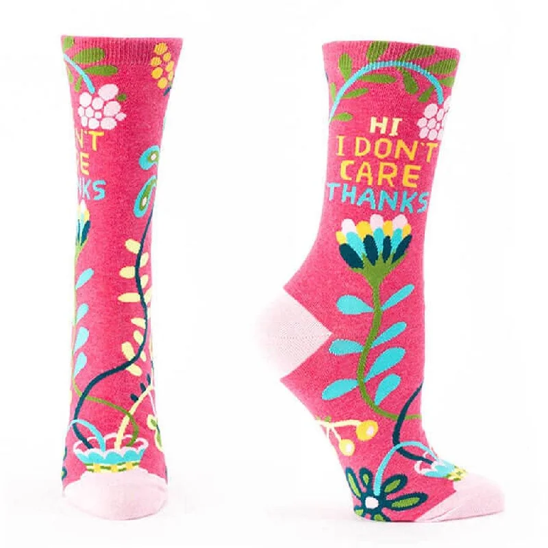 Blue Q : Women's Crew Socks - "Hi, I Don't Care, Thanks"