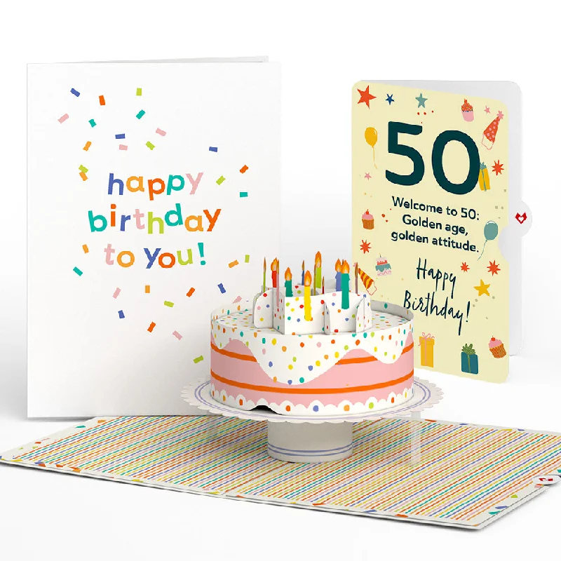 Happy 50th Birthday to You! Confetti Cake Pop-Up Card and Sentiment Set