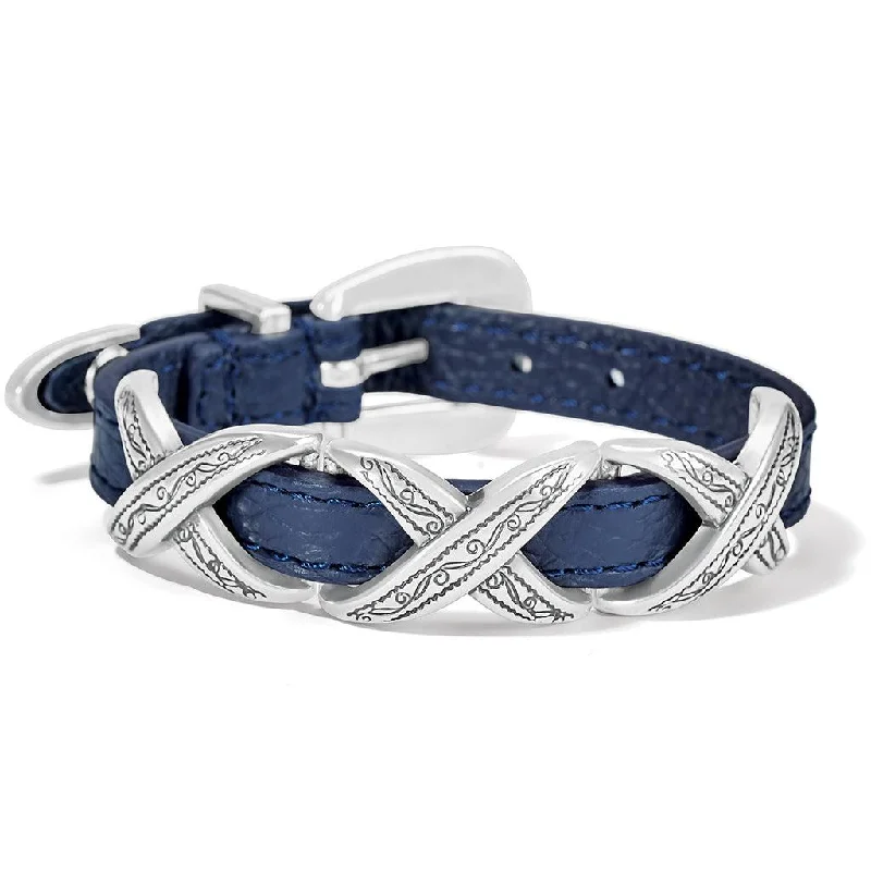 Brighton : Kriss Kross Etched Bandit Bracelet in French Blue