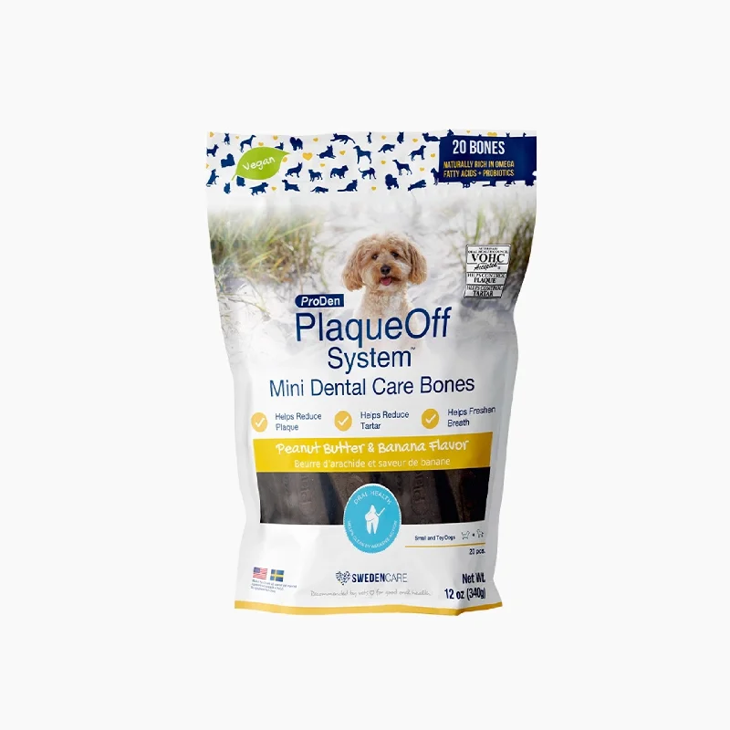 ProDen Plaqueoff Dental Care Bones Mini Peanut Butter & Banana Flavor Chew for Dogs - 12 oz