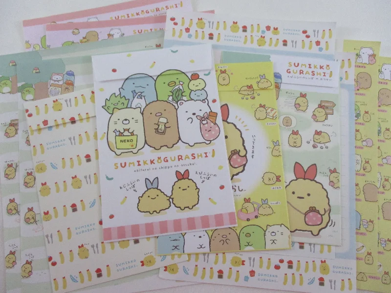 Cute Kawaii San-X Sumikko Gurashi Food Theme Letter Sets - Writing Paper Envelope Stationery Penpal