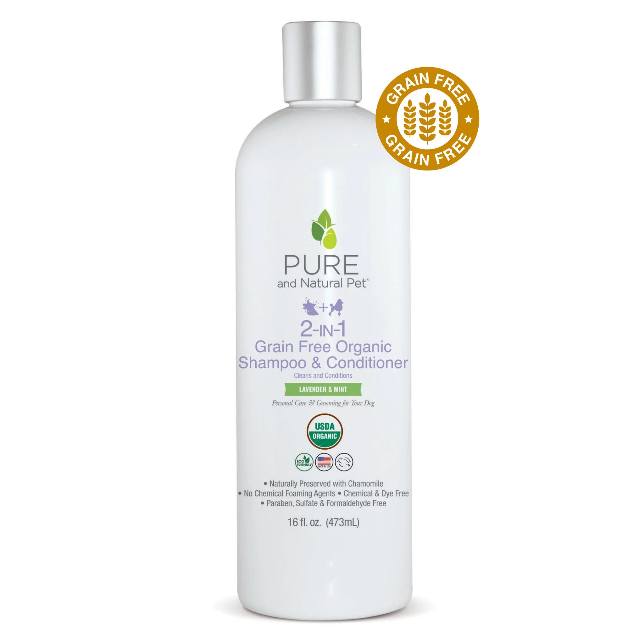 Pure and Natural 2-In-1 Grain-Free Organic Shampoo & Conditioner (Lavender & Mint)