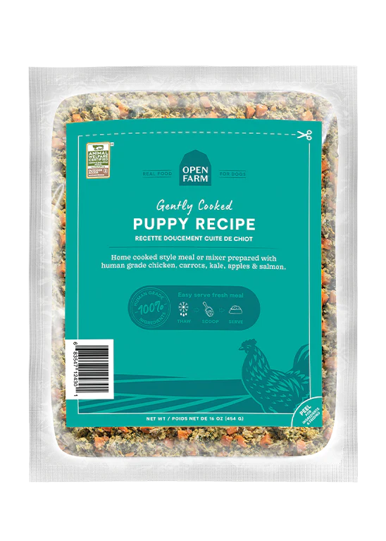 Open Farm Frozen Gently Cooked Chicken, Pork & Salmon Puppy Recipe