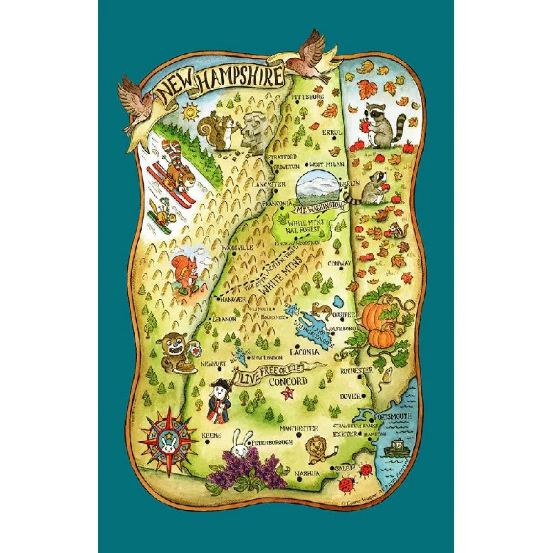 Kay Dee Designs : Adventure Destinations Poster Style Tea Towel - New Hampshire