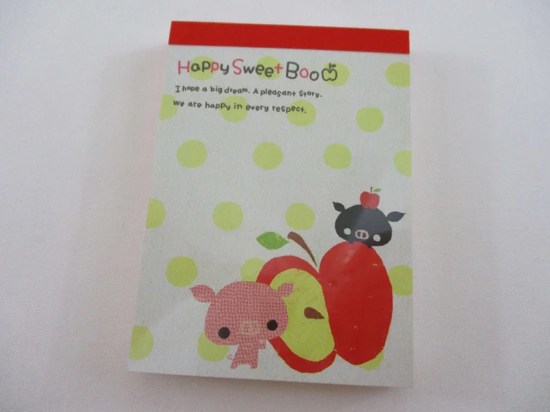 Cute Kawaii Crux Pig Piggy Happy Sweet Boo Mini Notepad / Memo Pad - Stationery Design Writing Collection