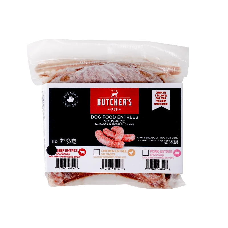 The Butcher's Pup Sous-Vide Sausages Dog Food Entrees-1 lb- Beef