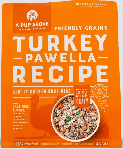 A Pup Above Frozen Gently Cooked Turkey Pawella with Friendly Grains Dog Food