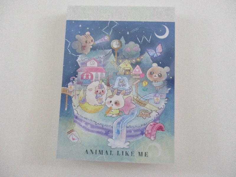 Cute Kawaii  Q-Lia Night Stars Animal Friends Mini Notepad / Memo Pad - Stationery Designer Paper Collection