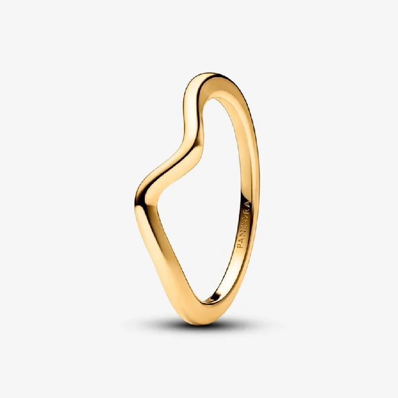 PANDORA : Polished Wave Ring -  Gold