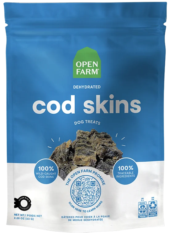 Open Farm Dehydrated Cod Skins Jerky Dog Treats, 2.25oz