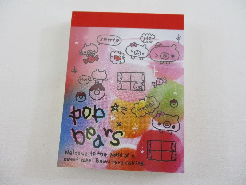 Cute Kawaii VHTF Q-Lia Pop Bears Mini Notepad / Memo Pad - Stationery Designer Paper Collection