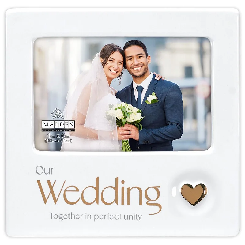 Malden : 4x6 Our Wedding Ceramic Picture Frame