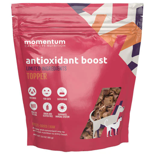 Momentum Carnivore Nutrition Freeze Dried Antioxidant boost Dog & Cat Functional Topper - 3 oz.