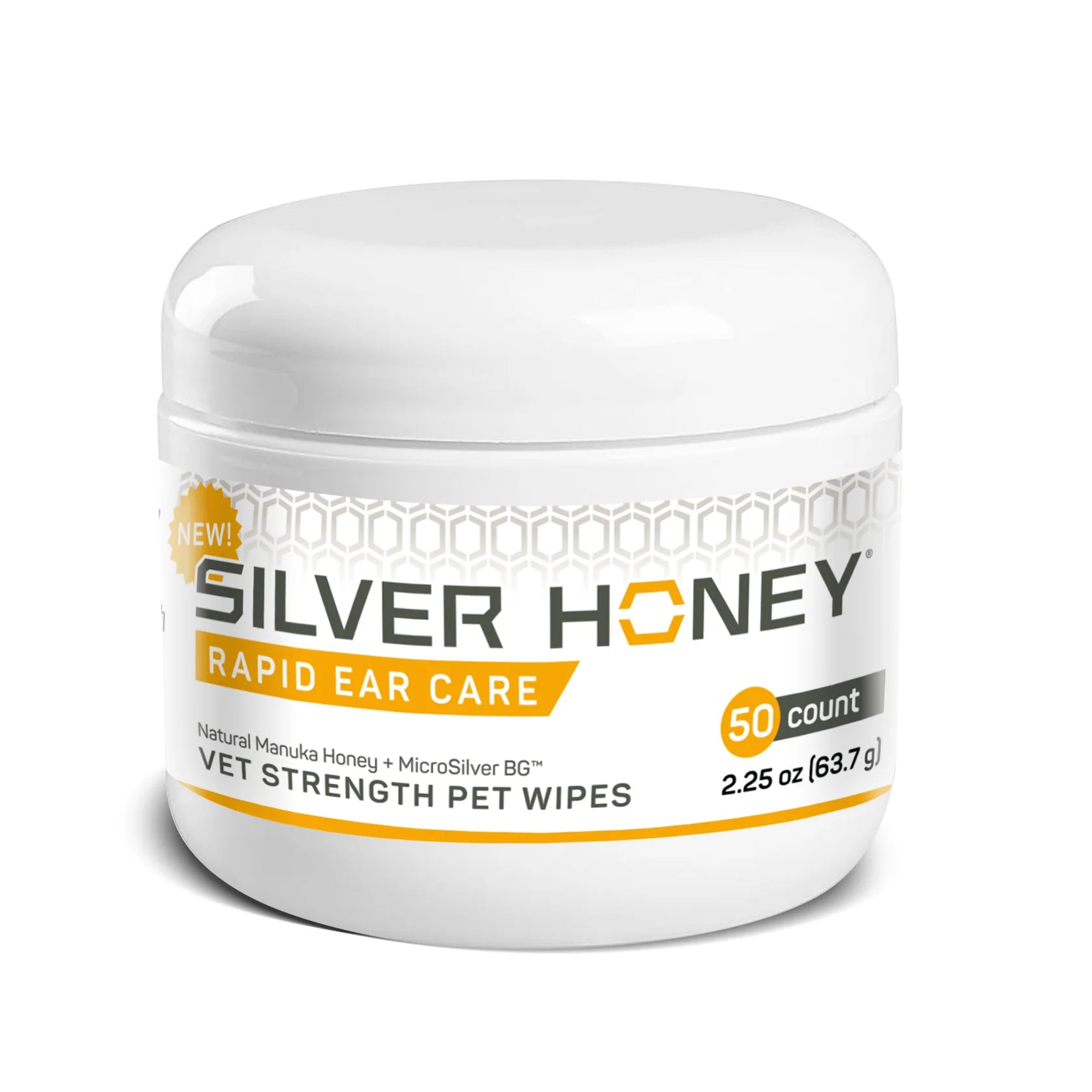 Silver Honey Rapid Ear Care Vet Strength Pet Wipes-50 cnt