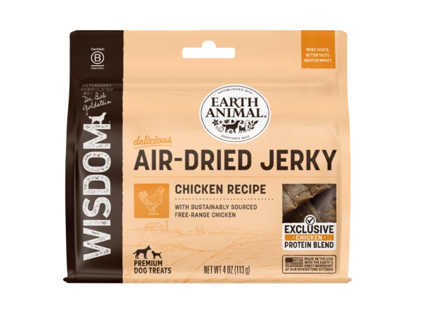 Earth Animal Wisdom Air-Dried Chicken Recipe Jerky Treat For Dogs