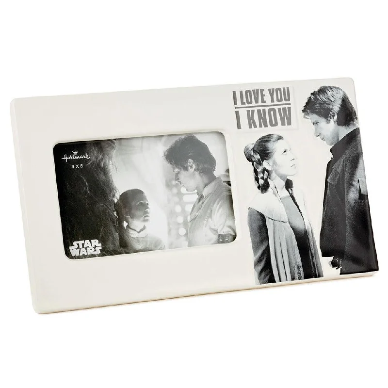 Hallmark : Star Wars™ Han Solo™ and Princess Leia™ I Love You I Know Ceramic Picture Frame, 4x6