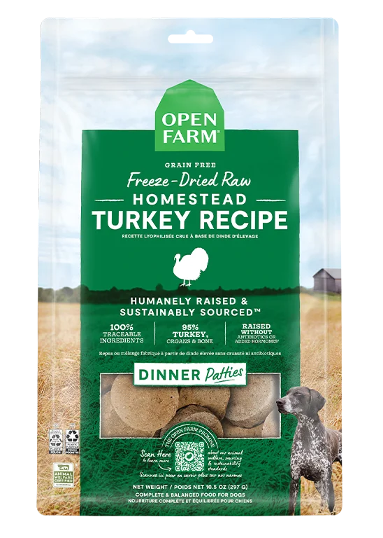 Open Farm Homestead Turkey Patties Freeze Dried Raw Dog Food