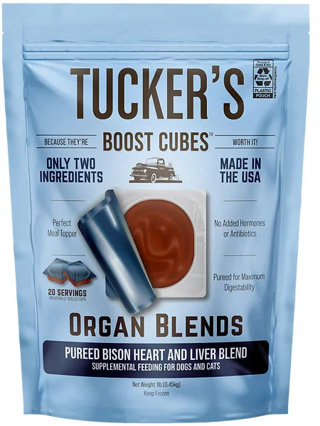 Tucker's Boost Cubes Pureed Bison Heart & Liver Blend for Dogs and Cats