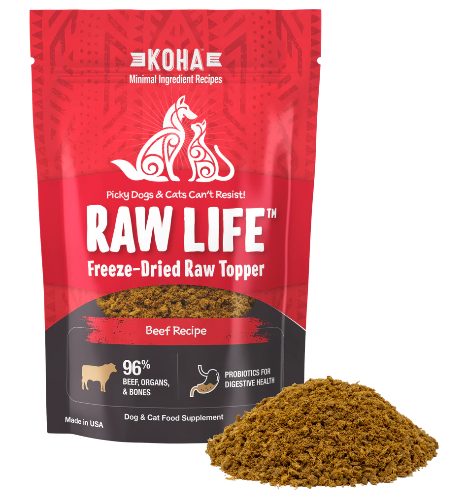 KOHA Raw Life Freeze-Dried Raw Topper Beef Recipe for Dogs and Cats - 8 oz