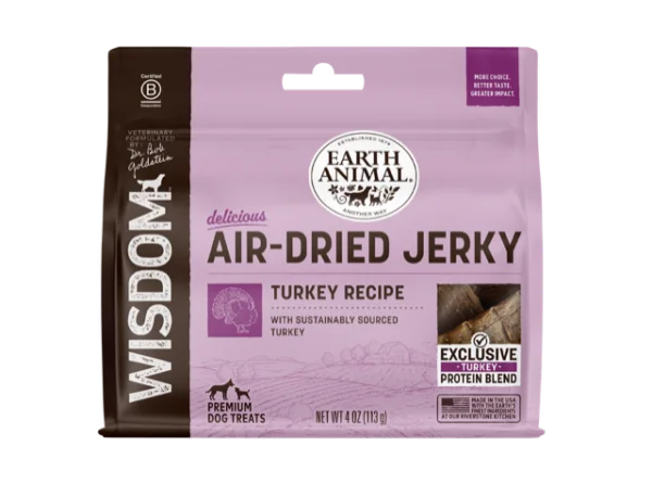 Earth Animal Wisdom Air-Dried Turkey Recipe Jerky Treat For Dogs