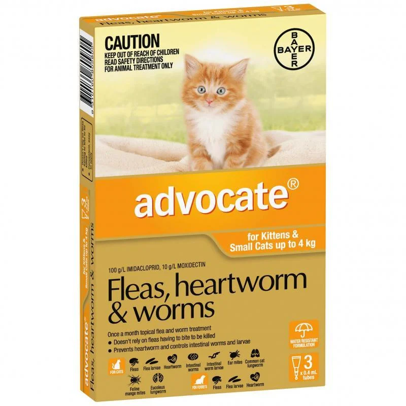 Advocate – Kittens/Cats – Flea & Worm Control – 6 Tubes