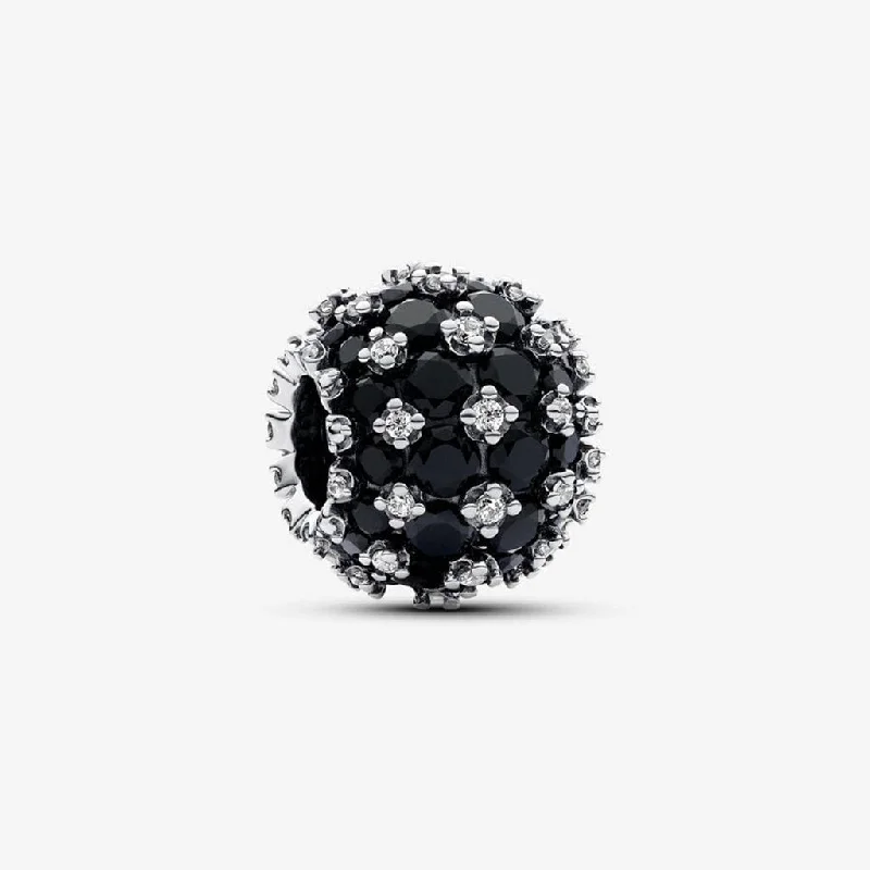 PANDORA : Sparkling Pavé Round Black Charm - Sterling Silver