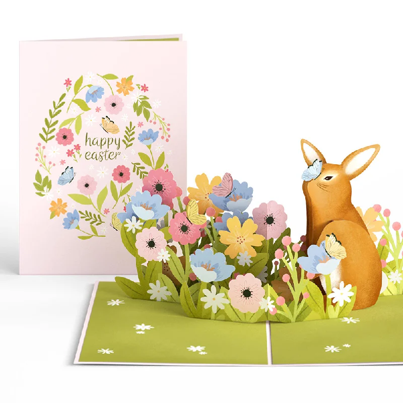 Happy Easter Bunny Amid the Blossoms Pop-Up Card