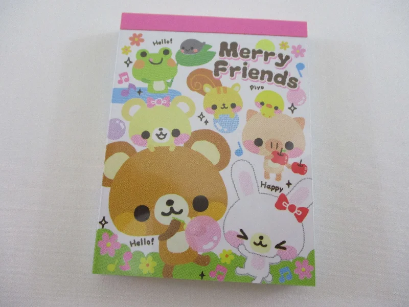 Cute Kawaii VHTF Kamio Merry Friends Mini Notepad / Memo Pad - Stationery Designer Paper Collection