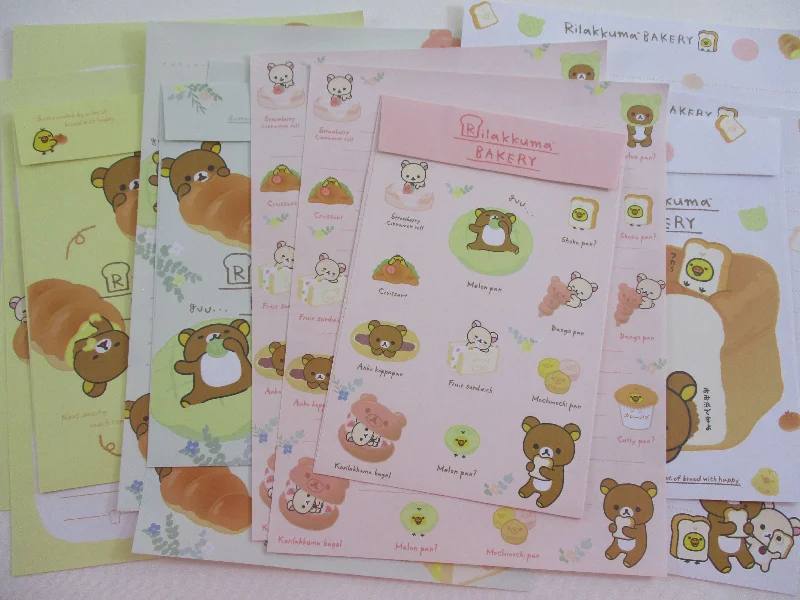 Cute Kawaii San-X Rilakkuma Bakery Letter Sets - Collectible Stationery Writing Paper Envelope