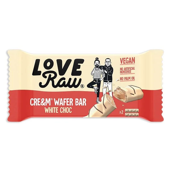 LoveRaw White Choc Cre&M Filled Wafer Bars 45g (12pk)